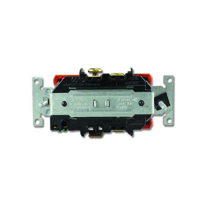Toma Doble 15 AMP 125 V Polo a Tierra Naranja Tierra Aislada Sin Tapa  5262IG