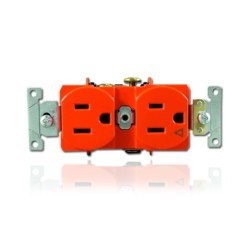 Toma Doble 15 AMP 125 V Polo a Tierra Naranja Tierra Aislada Sin Tapa  5262IG