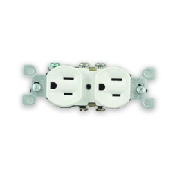 Toma Doble 15 AMP 125 V Polo a Tierra Blanca Sin Tapa  5320WCP