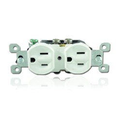 Toma Doble 15 AMP 125 V Polo a Tierra Blanca Sin Tapa  5320WCP