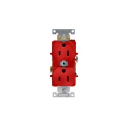 Toma Doble 15 AMP 125 V Polo a Tierra Roja Tierra Aislada  Sin Tapa  5262IGR