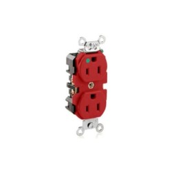 Toma Doble 15 AMP 125 V Polo a Tierra Roja Grado Hospitalario Tierra Aislada Sin Tapa  8200R