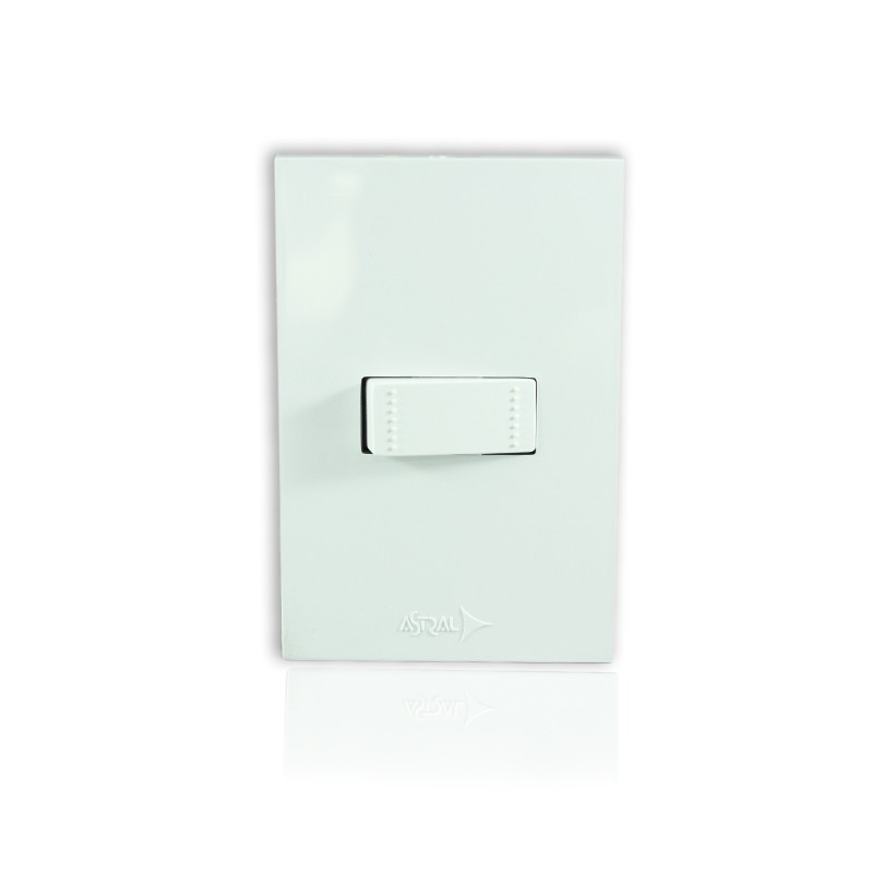 Interruptor sencillo Blanco Conmutable Marca Astral Empotrable Pared PT144104B
