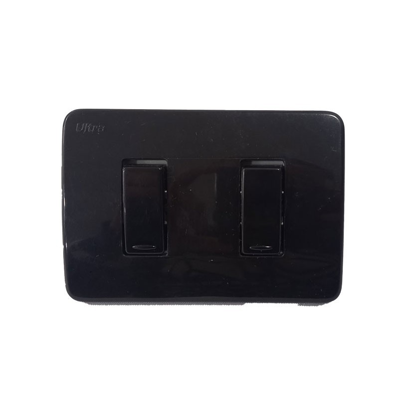 Interruptor Doble Negro Natural Marca Ultra Empotrable Para Pared PT144121SN