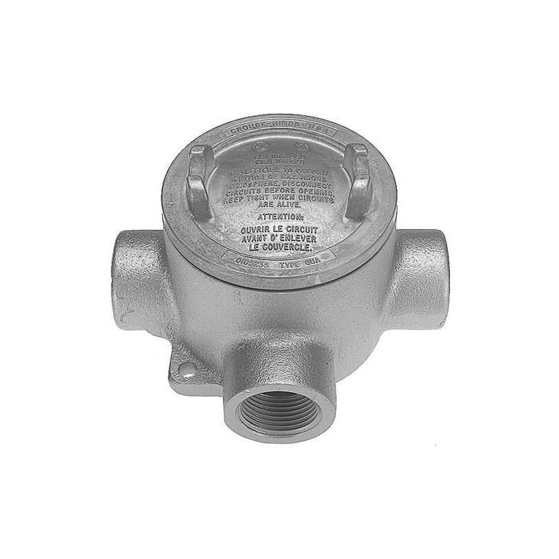 Caja Redonda GUA Redonda  Forma-T de 3-4 Pulg  con Tapa Roscada 3 Pulg   GUAT26 ALUM