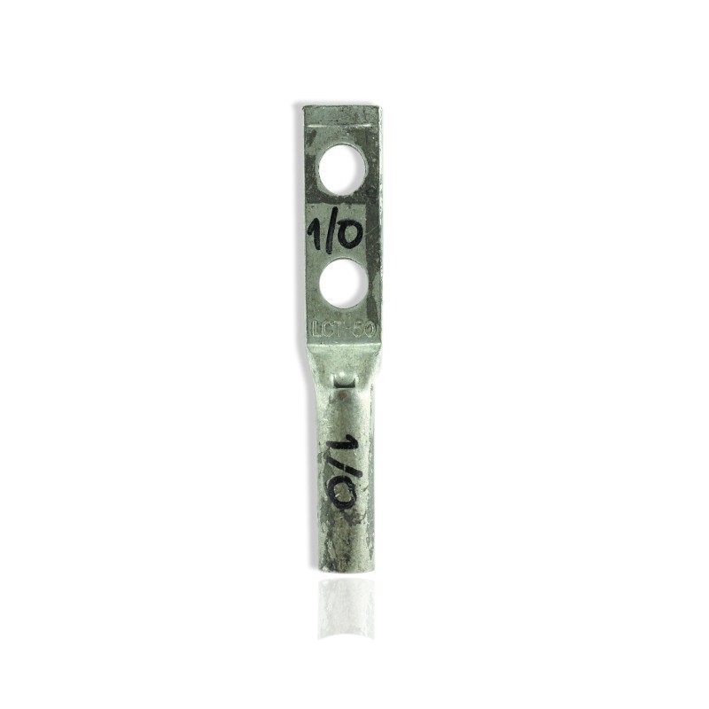 Borna Ponchar calibre   1/0 AWG Estañada Cobre Barril Largo Doble Hueco