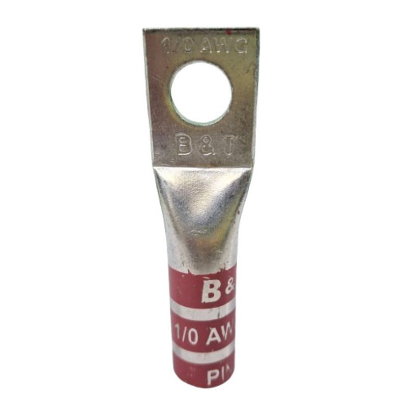 Borna de Cobre Estañado Barril Largo Calibre 1/0 AWG  Con Ojo de 3/8 Pulgada T11BL1F25