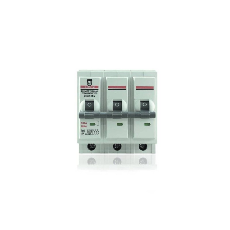 Breaker Enchufable Tripolar 3 X  32 AMP 6/10 KA Proteccion Termomagnetica PT349334