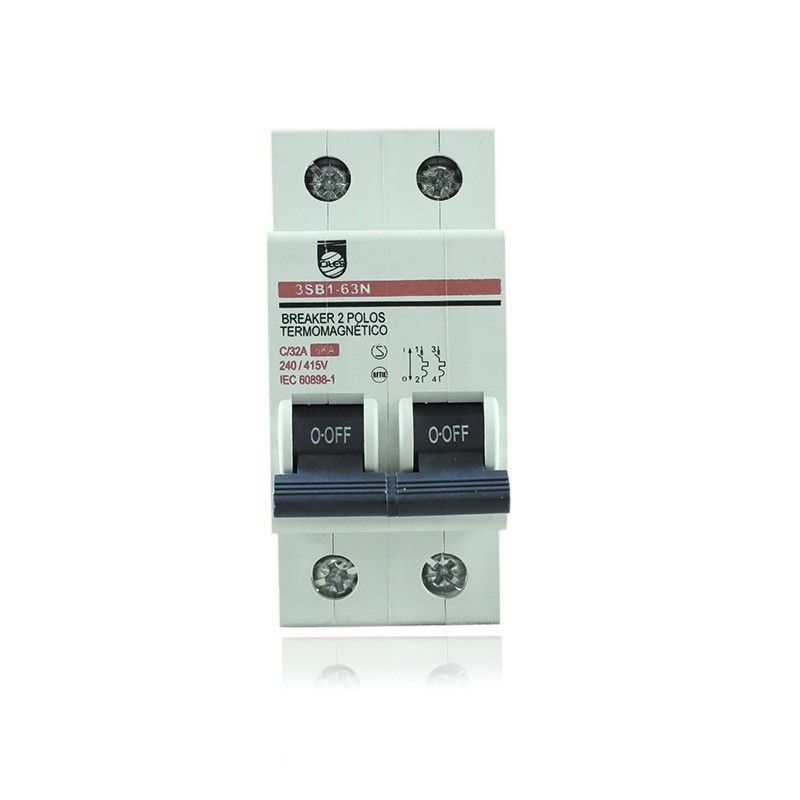 Breaker de Riel Bipolar  2 X 32 AMP  6 KA Proteccion Termomagnetica  PT349385