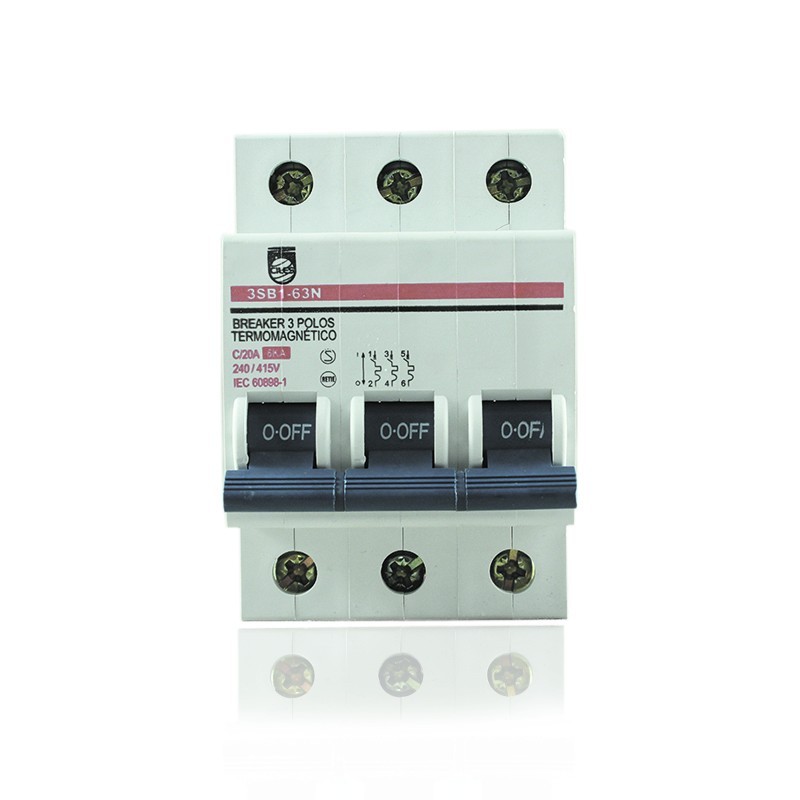 Breaker de Riel Tripolar 3 X  20 AMP  6 KA Proteccion Termomagnetica PT349396
