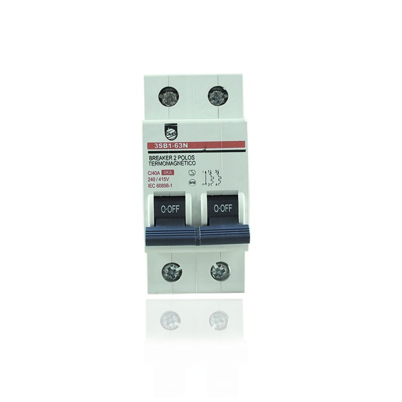 Breaker de Riel Bipolar  2 X 40 AMP  6 KA Proteccion Termomagnetica PT349386