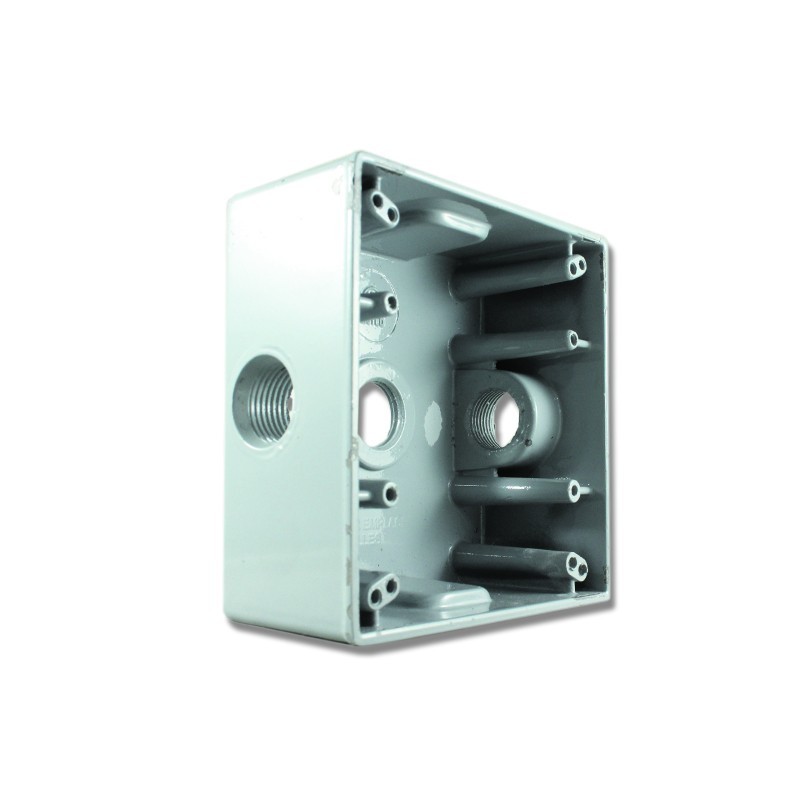 Caja Fundicion Aluminio 2400 con salida   1/2 pulgada 3 Huecos