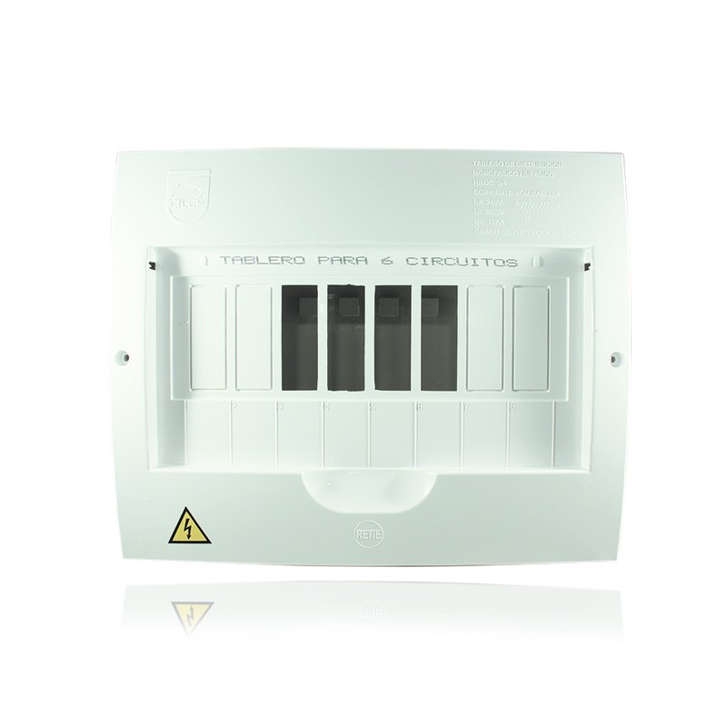 Tablero Monofasico Para Breaker Enchufable 6 Circuitos Al-Cu100A  PT730002U