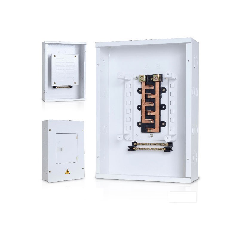 Tablero Bifasico 8 Circuitos Blanco 125A con Puerta Electrico Empotrable Barraje Cobre  TB8P