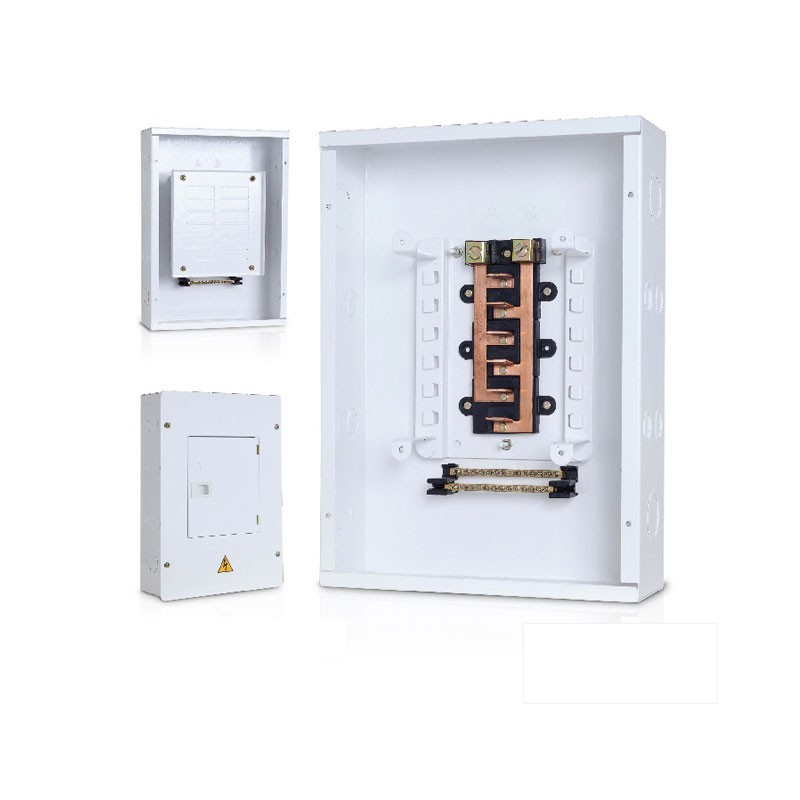 Tablero Bifasico con Puerta de 18 Circuitos -125A Blanco Barraje Cobre  TB18P