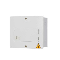 Tablero Bifasico 6 Circuitos Blanco 75A con Puerta Electrico Empotrable Barraje Cobre  TE6P