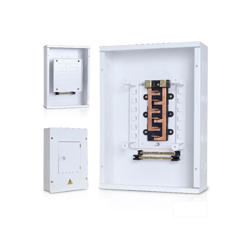 Tablero Bifasico 8 Circuitos Blanco 125A Galvanizado con Puerta Electrico Empotrable TB8PG
