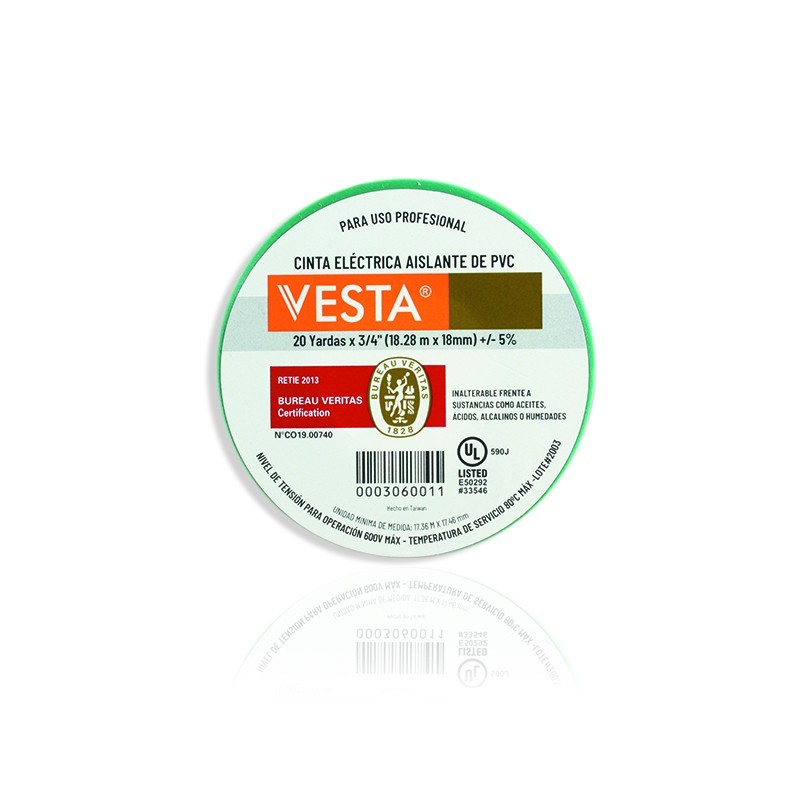 Cinta Aislante Electrica No20 - 18mts Color Verde PT3060011