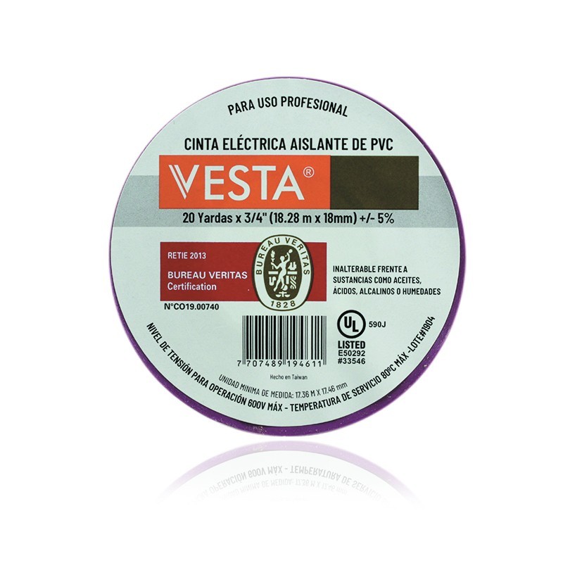 Cinta Aislante Electrica x 20 yardas 18mts Color Violeta PT3060017
