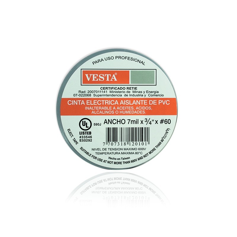 Cinta Aislante Electrica x 20 yardas 18mts Color Gris PT318120101