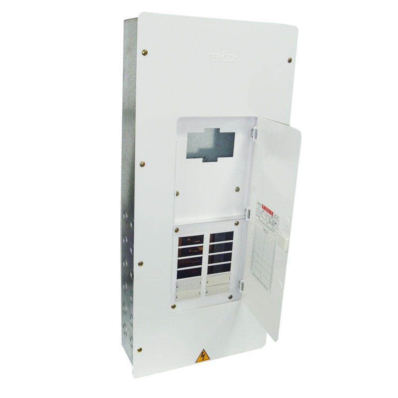 Tablero TERCOL Trifasico Con Puerta Cerrada y Espacio para Totalizador de 12 Circuitos Galvanizado TRP312TG