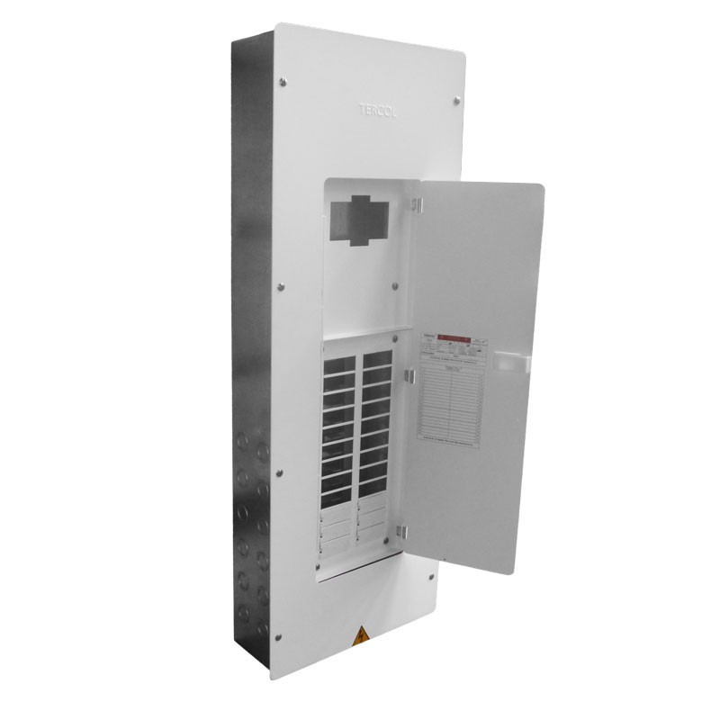 Tablero TERCOL Trifasico Con Puerta Cerrada y Espacio para Totalizador de 24 Circuitos Galvanizado TRP324TG