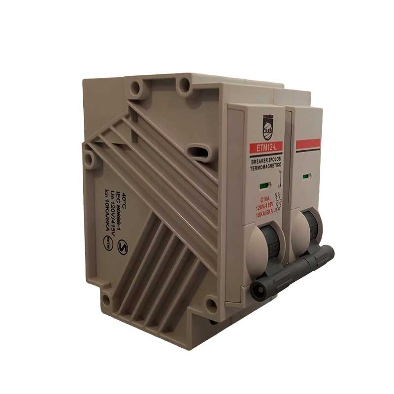 Breaker Enchufable  Monopolar 2 X 16 AMP  6/10 KA  Terminal Cobre Proteccion Termomagnetica PT349312E