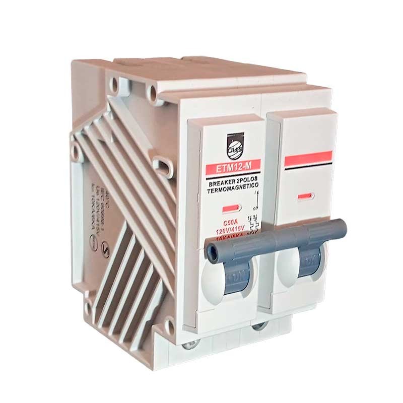 Breaker Enchufable Bipolar 2 X  50 AMP 6/10 KA  Terminal Cobre Proteccion Termomagnetica PT349316E