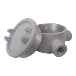 Caja Redonda GUA Forma L  1-2 Pulgada Tapa Rosca 3 Pulgadas Aluminio     GUAL016