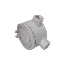 Caja Redonda GUA Forma L  1-2 Pulgada Tapa Rosca 3 Pulgadas Aluminio     GUAL016