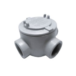 Caja Redonda GUA Forma X 2 Pulgadas Tapa Rosca 5 Pulgadas Aluminio     GUAX69 ALUM