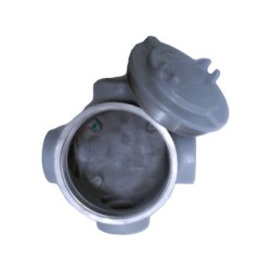 Caja Redonda GUA Forma X 2 Pulgadas Tapa Rosca 5 Pulgadas Aluminio     GUAX69 ALUM
