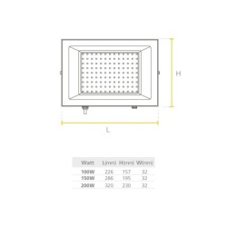Reflector Led Jeta 200W 20000lm 6500K Luz Blanca frio Iluminacion Exterior DL Universal  110 - 277V  P2977424