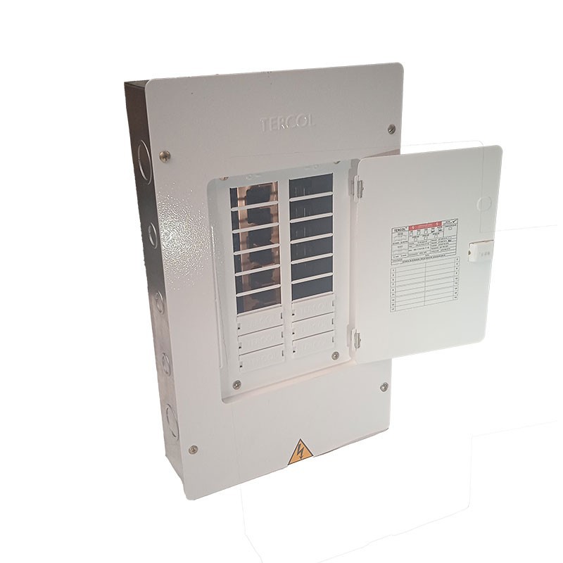 Tablero TERCOL Bifasico Con Puerta 18 Circuitos 125A Blanco GALVANIZADO  TB18PG