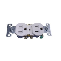 Toma Doble 15 AMP 125 V Polo a Tierra Blanca Sin Tapa  270W