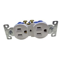 Toma Doble 15 AMP 125 V Polo a Tierra Blanca Sin Tapa  270W