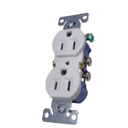 Toma Doble 15 AMP 125 V Polo a Tierra Blanca Sin Tapa  270W